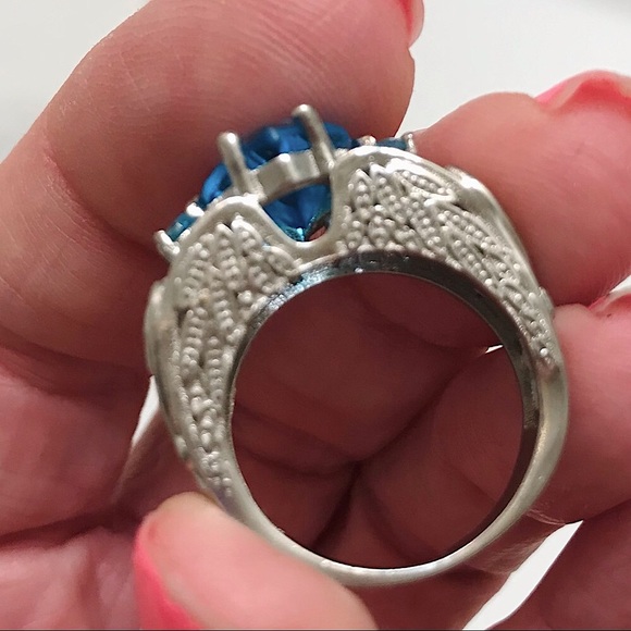 🆕🔥STERLING SILVER GORGEOUS TOPAZ HEART/2SMALL❤️SIDES&MIDDLE ANGEL WINGS👀PICS - Picture 6 of 15